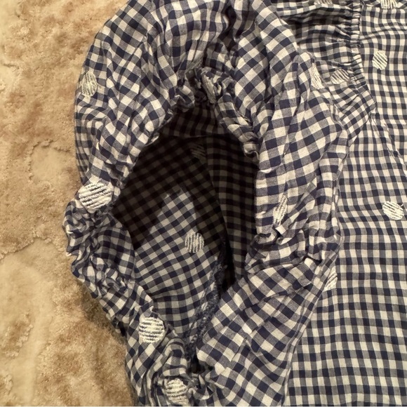 Madewell Faux Wrap Embroidered Gingham Check in preppy Navy Midi Dress Tie Waist - Picture 8 of 16